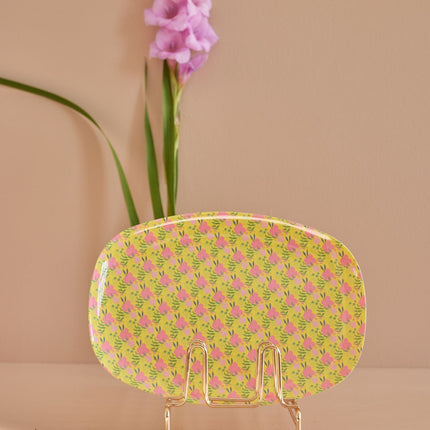 Medium Melamine Rectangular Plate - Yellow - Sunny Days Print