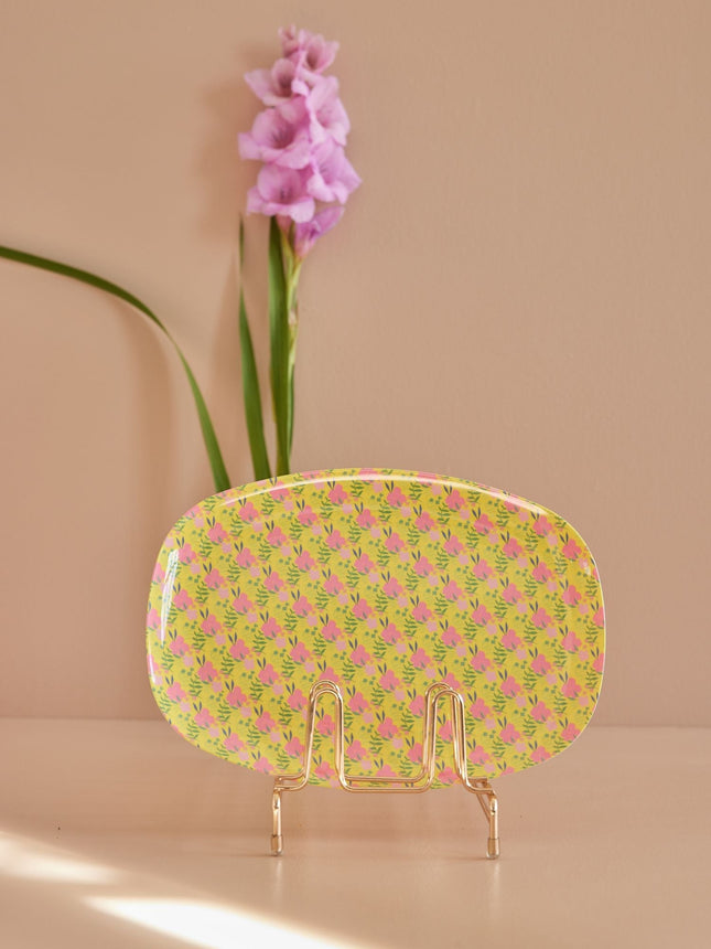 Medium Melamine Rectangular Plate - Yellow - Sunny Days Print