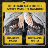 The Ultimate Suede Leather IWB Holster - Fits All 1911's - Lifetime Warranty - Made in USA