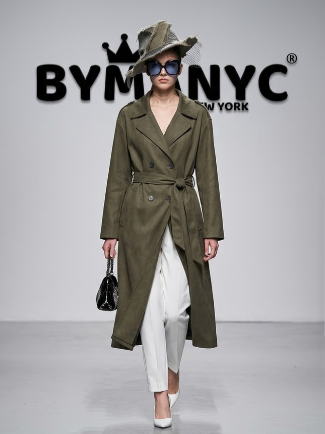 Oversized Belted Trench Coat — Army Green