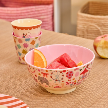 Medium Melamine Bowl - Fun Fair Pink Print - 23.7oz -