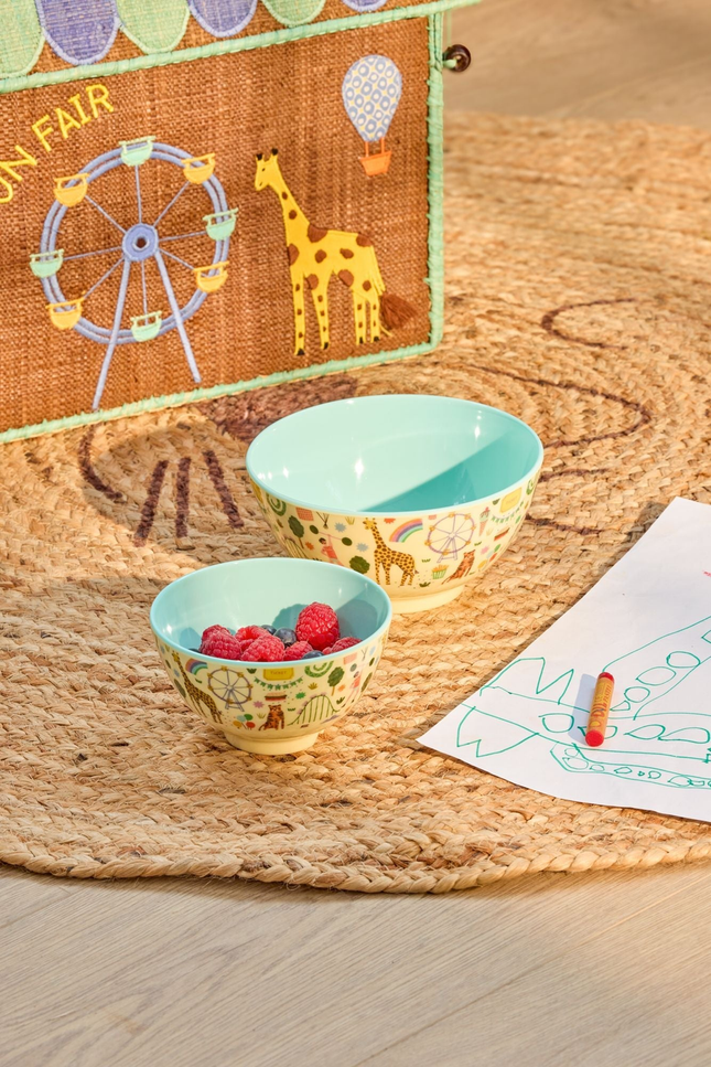 Small Melamine Bowl | Fun Fair Print Mint