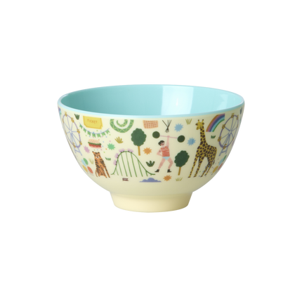 Small Melamine Bowl | Fun Fair Print Mint