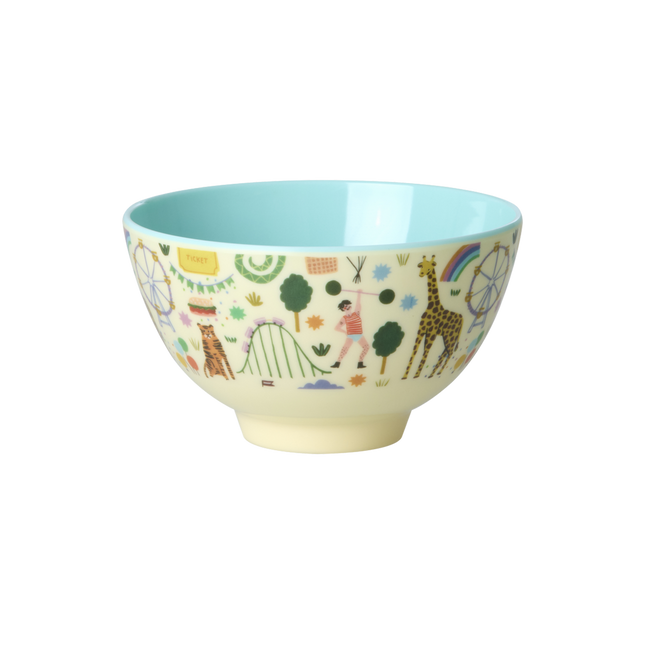Small Melamine Bowl | Fun Fair Print Mint