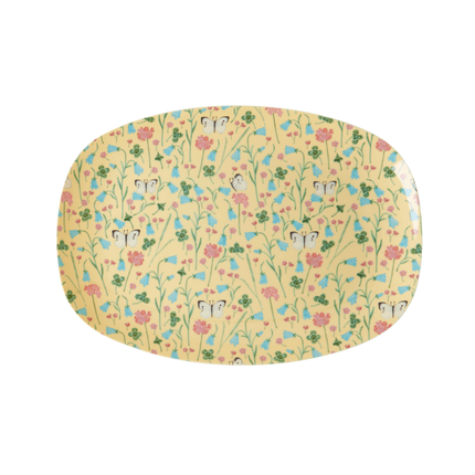 Melamine Small Rectangular Plate | Creme Sweet Butterfly Print
