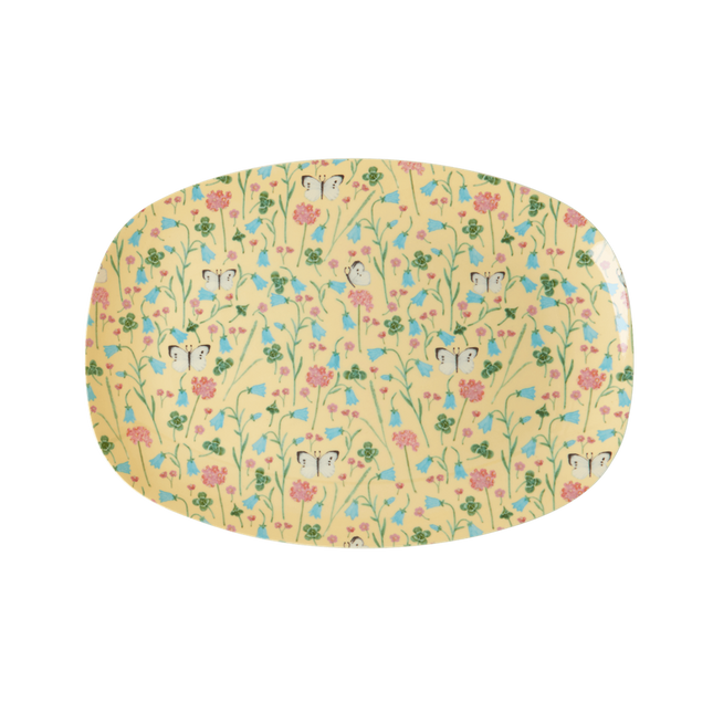 Melamine Small Rectangular Plate | Creme Sweet Butterfly Print