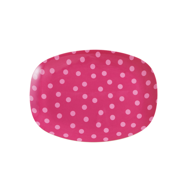 Melamine Small Rectangular Plate | Pink Dots Print