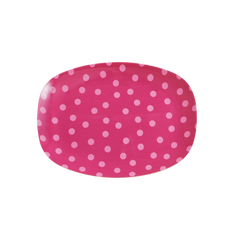 Melamine Small Rectangular Plate | Pink Dots Print