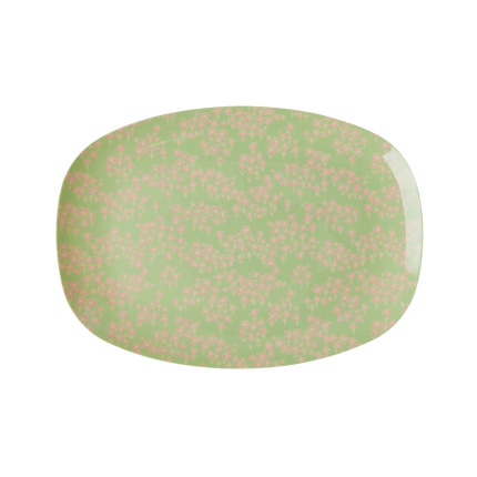 Melamine Small Rectangular Plate | Pink Flower Field Print