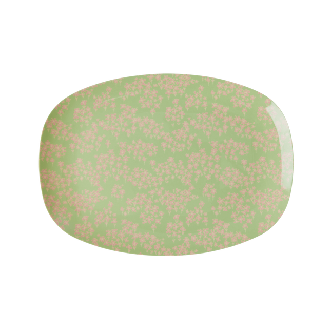 Melamine Small Rectangular Plate | Pink Flower Field Print