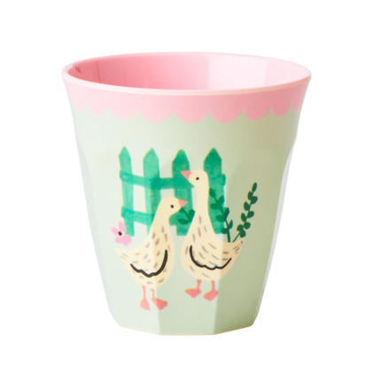 Melamine Kids Cups in Pink Farm Prints - Medium - 6 pcs. in Gift Box