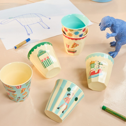 Melamine Kids Cups in Fun Fair Mint Prints - Small - 6 pcs. in Gift Box -