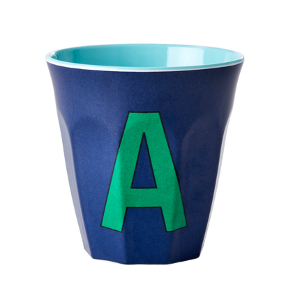 Melamine Cup - Medium with Alphabet in Bluish Colors | Letter A
