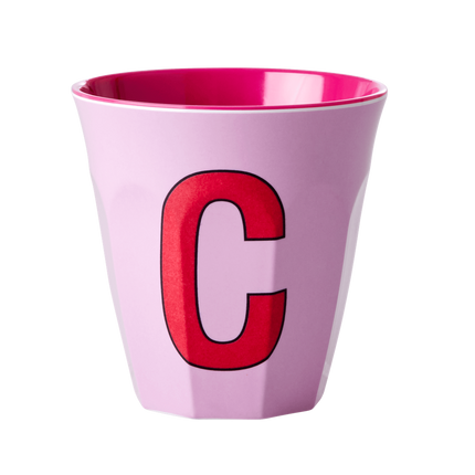 Melamine Cup - Medium with Alphabet in Pinkish Colors | Letter C