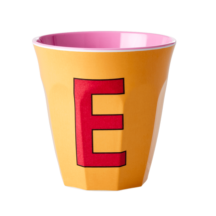 Melamine Cup - Medium with Alphabet in Pinkish Colors | Letter E