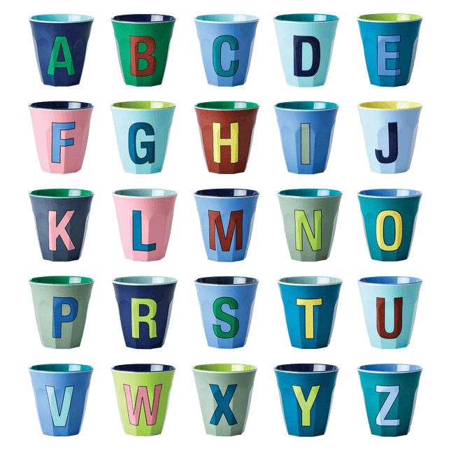 Melamine Cup - Medium with Alphabet in Bluish Colors | Letter B