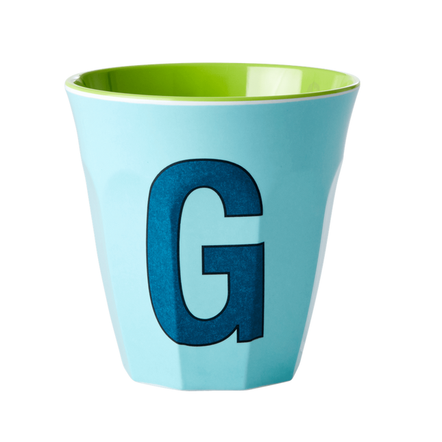 Melamine Cup - Medium with Alphabet in Bluish Colors | Letter G