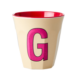 Melamine Cup - Medium with Alphabet in Pinkish Colors | Letter G
