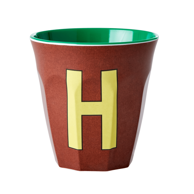 Melamine Cup - Medium with Alphabet in Brownish Colors | Letter H