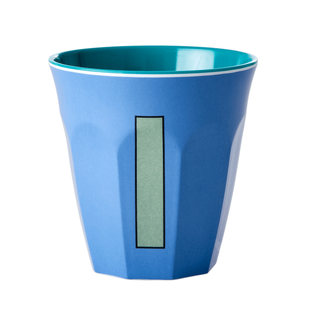Melamine Cup - Medium with Alphabet in Bluish Colors | Letter I