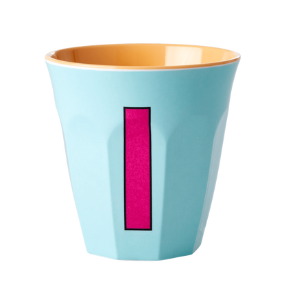 Two Melamine Cups - Medium with Alphabet in Pinkish Colors | Letter I