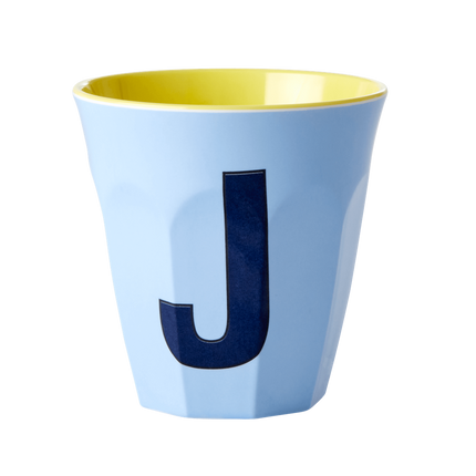 Melamine Cup - Medium with Alphabet in Bluish Colors | Letter J