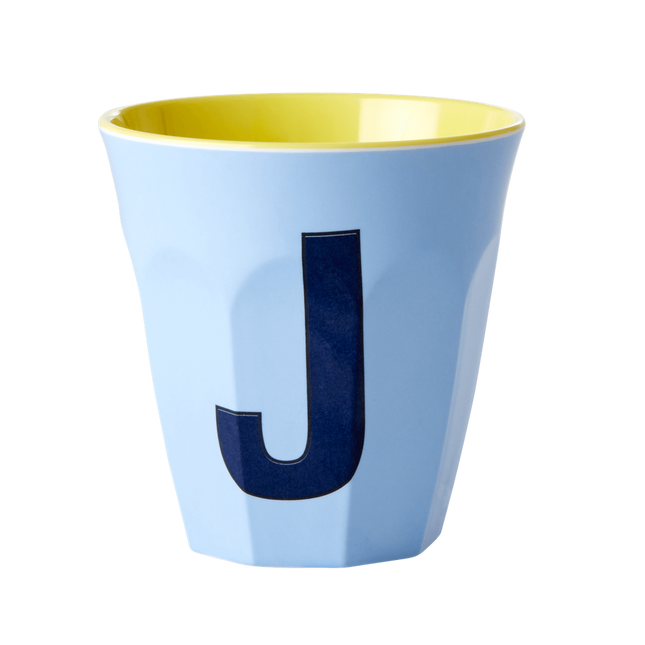 Melamine Cup - Medium with Alphabet in Bluish Colors | Letter J