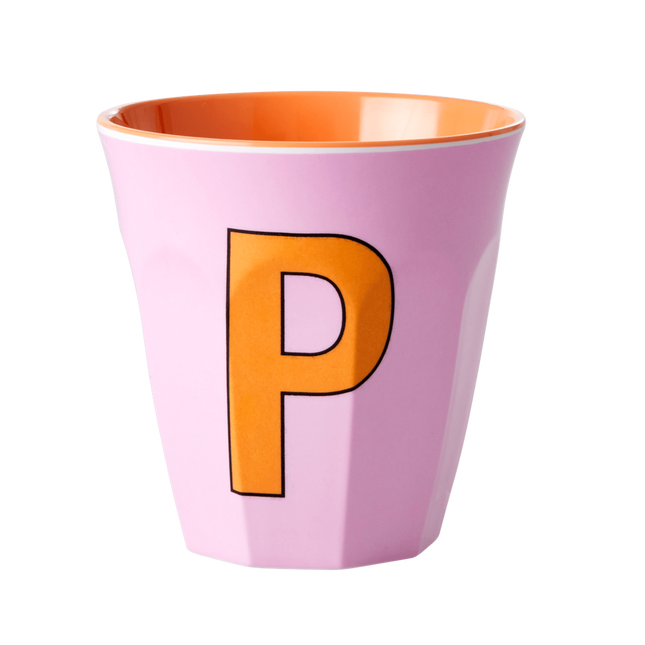 Melamine Cup - Medium with Alphabet in Pinkish Colors | Letter P