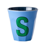 Melamine Cup - Medium with Alphabet in Bluish Colors | Letter S