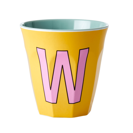 Melamine Cup - Medium with Alphabet in Pinkish Colors | Letter W