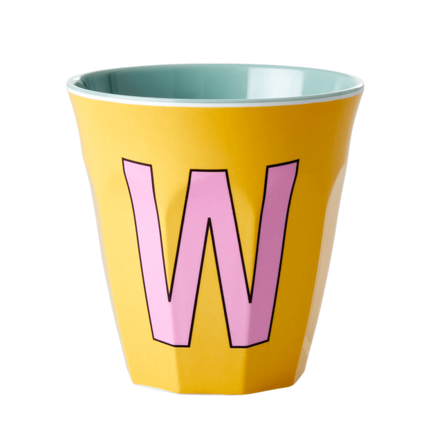 Melamine Cup - Medium with Alphabet in Pinkish Colors | Letter W