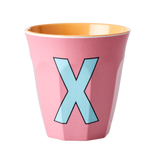 Melamine Cup - Medium with Alphabet in Pinkish Colors | Letter X