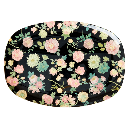 Melamine Rectangular Plate | Dark Rose Print