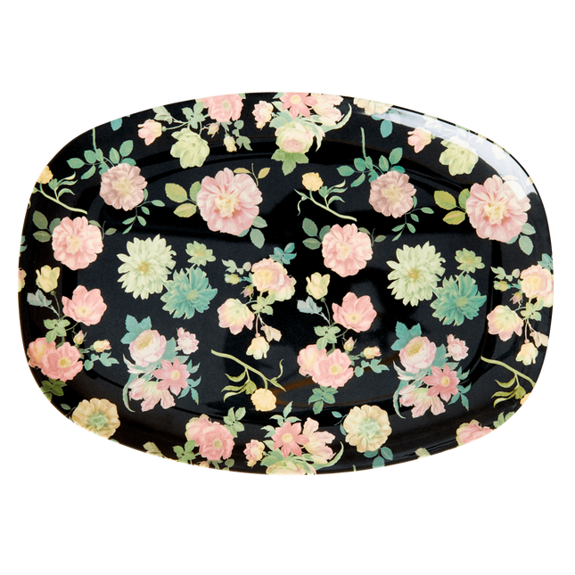 Melamine Rectangular Plate | Dark Rose Print