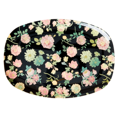 Melamine Rectangular Plate | Dark Rose Print