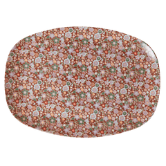 Melamine Rectangular Plate | Brown Flower Print