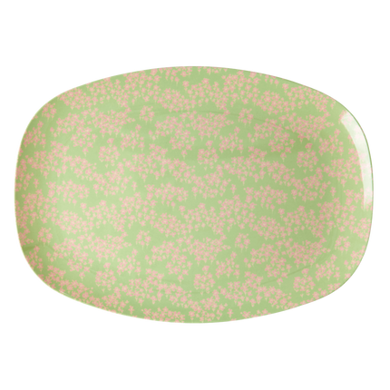 Melamine Rectangular Plate | Pink Flower Field Print