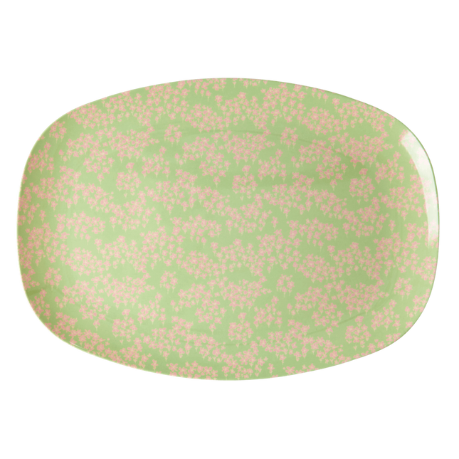 Melamine Rectangular Plate | Pink Flower Field Print