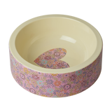 Round Pet Bowl - Pink - Flower Print