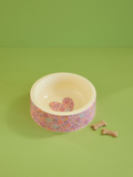 Round Pet Bowl - Pink - Flower Print