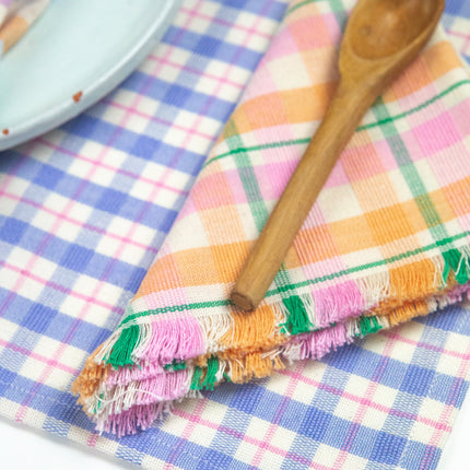 Sofia Plaid Placemat in Periwinkle Blue and Pink