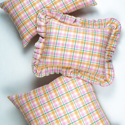 Marguerite Ruffle Plaid Pillow