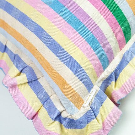 Maxine Ruffle Rainbow Stripe Pillow