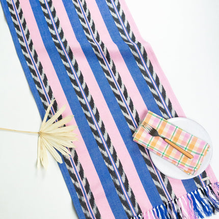 Palm Ikat Runner in Blue & Pink
