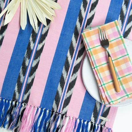 Palm Ikat Runner in Blue & Pink