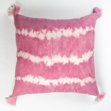 Pink Natural Dyed Shibori Tassel Pillows