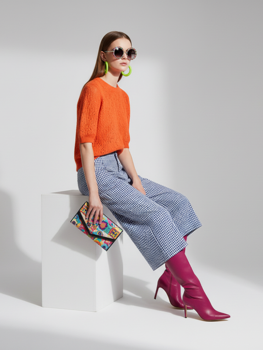 Plaid Wide-Leg Pants 7/8, Brooklyn Heights | Women - BYMANYC ® New York