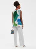 Pleated Printed Sleeveless Top, Coney Island | Women - BYMANYC ® New York