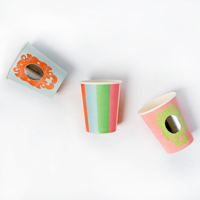 Mirror Mirror and Striped Cups (x 12) - Princess Party