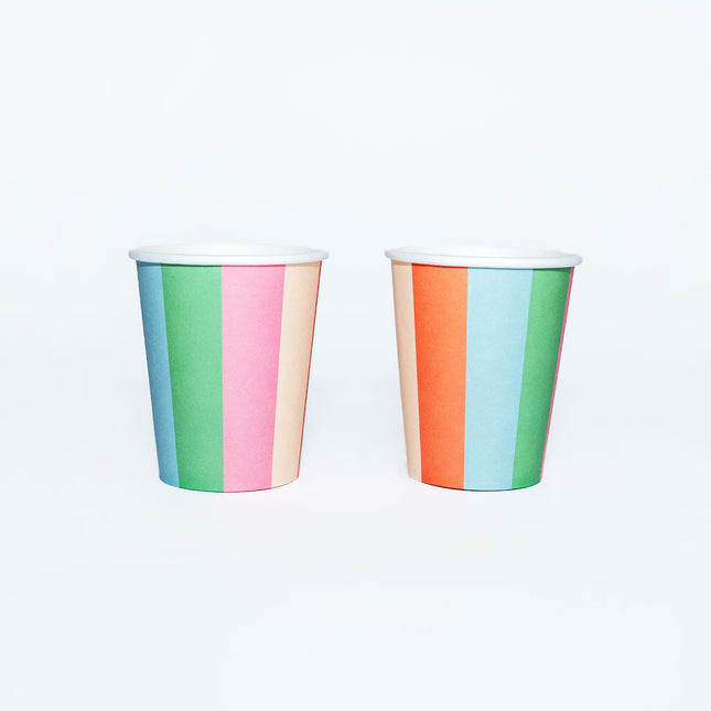 Pastel Striped Paper Cups — 12-Pack